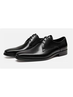 Frasoicus Mens Black Leather Oxford Dress Shoes Size 9 NEW